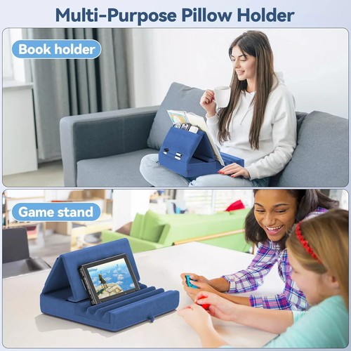 Tablet Pillow Holder Foldable iPad Stand for Lap Bed and Desk Universal Soft Pad - 第 12/12 張圖片