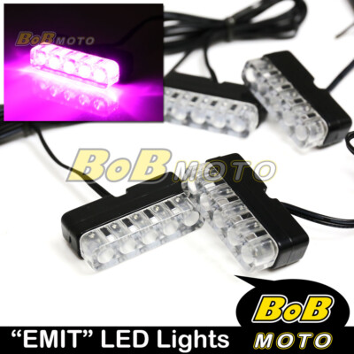 EMIT 12V Pink Mini LED Super Bright Blinker Set For Honda Motorcycles Bike