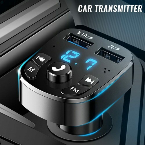 Bluetooth 5.0 Car Wireless FM Transmitter Adapter 2USB PD Charger AUX Hands Free - Afbeelding 1 van 9