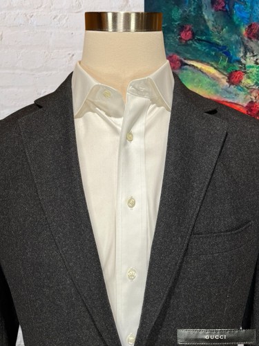 Gucci 40R Gray Flannel Unstructured Unlined Casual Flannel Blazer 3/2 Roll - Picture 2 of 13
