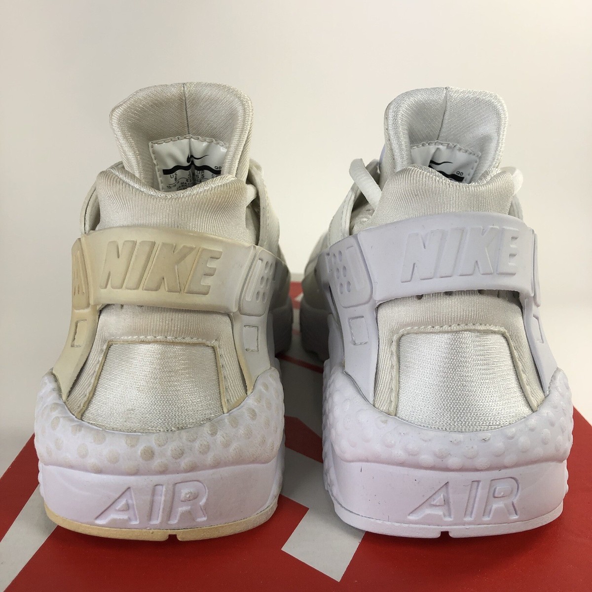 美品 NIKE W AIR HUARACHE ホワイト 24cm Damaged Nike Air Huarache Run White Running Shoes Women Size