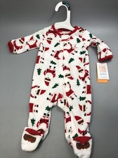 Just One You Carter's Fleece Santa Bodysuit Footed Sz 3M My First Christmas