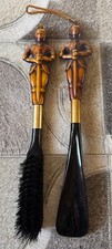 Vtg Armored Knights Shoehorn and Shoe Brush Set Faux Wood Japan