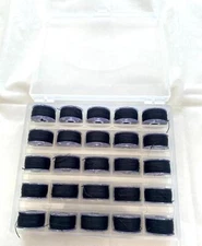 Bobbin Box with 25 Prewound Bobbin Threads on Plastic Bobbins (Black)