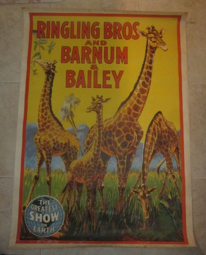 RINGLING BROS and BARNUM & BAILEY circus original poster 1944, Bill B. giraffes - Picture 3 of 7