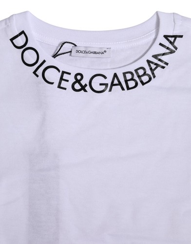 DOLCE & GABBANA Kids T-shirt White Cotton Logo Print Crew Neck s. Tag 4 220usd - Picture 3 of 5