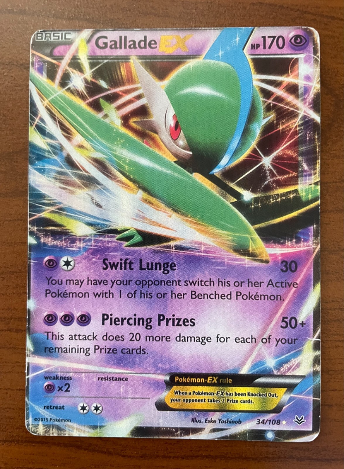 1 x NM Gallade-EX - 34/108 - Holo Rare EX ~ Roaring Skies ~ Pokemon TCG