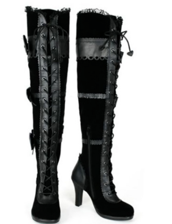 Womens Cosplay Bow Lolita Gothic Over The Knee Boots Thigh High Boots Shoes Size
