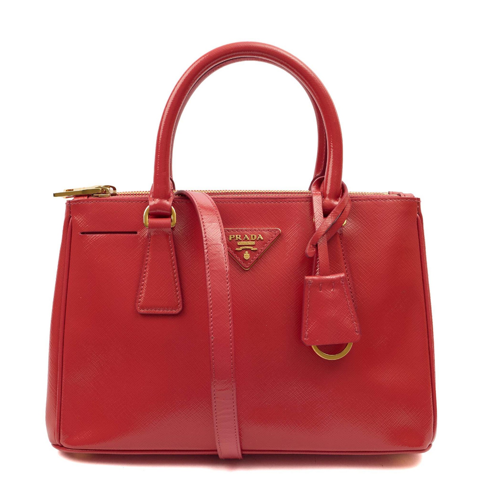 Prada Cross Body Galleria - Small Double Zip Tote in Pink, Leather