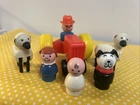 Vintage Fisher Price Little People Farmer Tractor 2 Sheep Puppy Baby Wife 7 Pc.