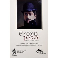[#869862] San Marino, 2 Euro, Giacomo Puccini, 2014, Rome, Bimetallic, MS