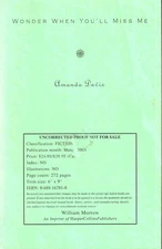 Amanda Davis / Wonder When You'll Miss Me Uncorrected Proof 1st 2003
