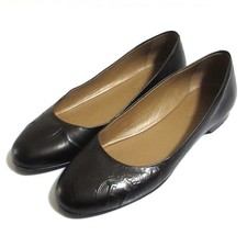 HERMES Hermes Leather Embossed Flat Shoes Size 36 1/2 Black Women USED