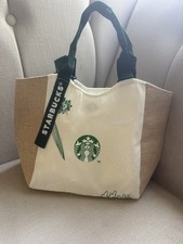 Starbucks White Lunch box bag Handbags Tote Bamboo Canvas Bag