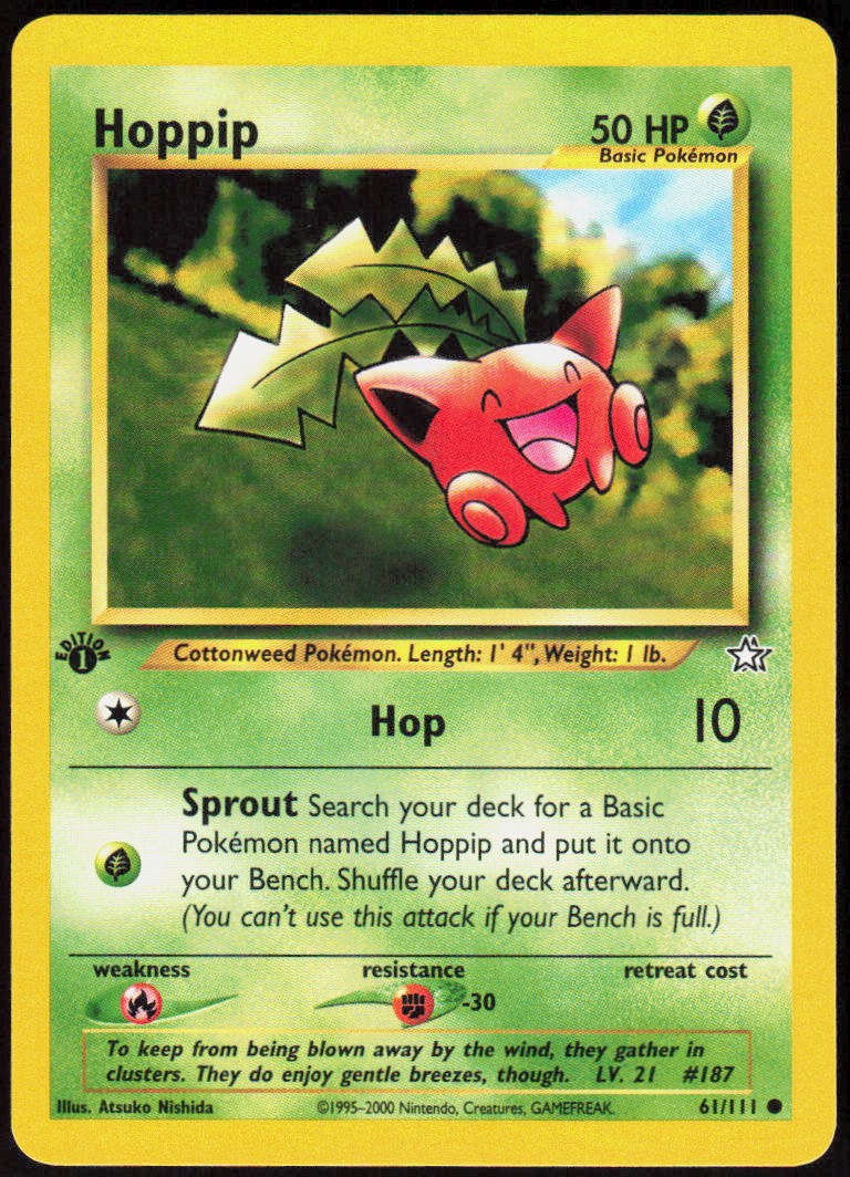 Hoppip 061/111 1st Edition Common Neo Genesis LP Pokemon