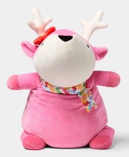 Pillowfort Weighted Plush Bright Pink Deer Reindeer Throw Pillow  3 lbs  NWT