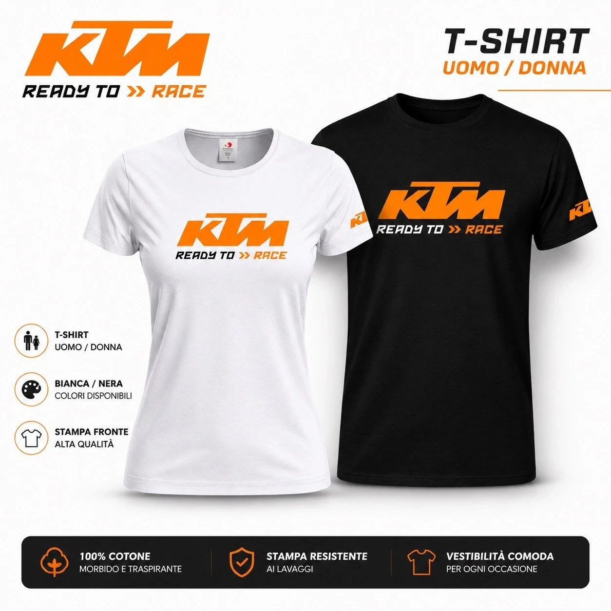 Camiseta compatible con KTM - estilo de carreras - 100% algodón - hombre/mujer
