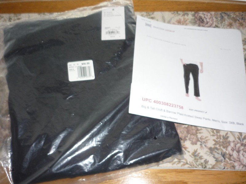 Brand New with Tags Men's Big & Tall Croft & Barrow Black Sleep Pants - 3XB