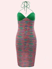 Multicolored Sweetheart Halter Neck Sleeveless Dress S