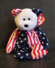 Celebrate Ty BEANIE BABY Spangle the Bear 1999 USA AMERICA WITH TAGS 4th of July
