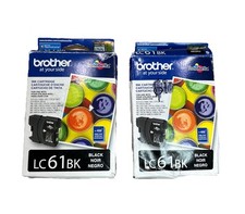 2 Pack Brother LC61BK 61 Genuine Ink Cartridges Black Exp. 2016