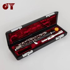 Black Silver Piccolo JYPC-E100S Professional C Key Piccolo with Case Accessories