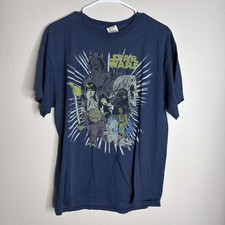 STAR WARS T Shirt Mens Large Navy Blue Darth Vader Luke Yoda Graphic Tee Vintage