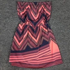 Express Tube Top Womens Small Pink Aztec Geometric Overlap Casual Summer Shirt