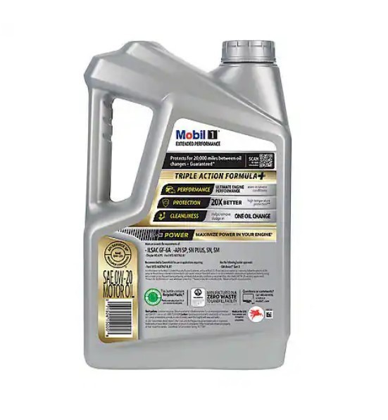 2 Pack,  Mobil 1 Extended Performance 0W-20 Full Synthetic Motor Oil,  5QT
