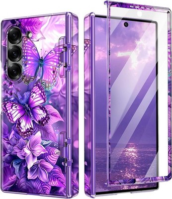 Samsung Galaxy Z Fold 6 Case, Gold Glitter Marble Pattern Hard PC Slim Shockproo