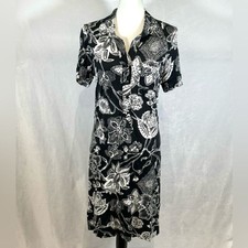 Karen Kane black and white print midi shirt dress size small