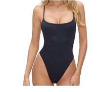 Vintage 80s/90s Ritchie Hi Cut One Piece Swimsuit Size 7/8 Black Lined USA