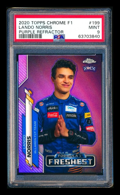 2020 Topps Chrome F1 199 Lando Norris RC Purple Refractor Freshest 204/399 PSA 9