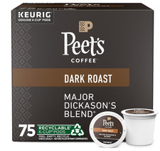 Peet's Coffee Dark Roast K-Cup Pods Major Dickason's Blend, 75 Count