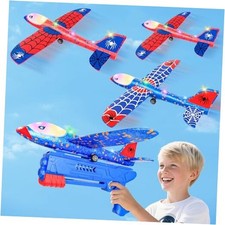 Airplane Launcher Toy for Kids, 3 Pack Spider Foam Gliders Air Red and Blue
