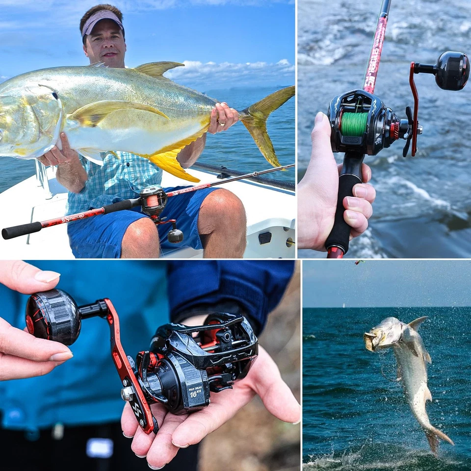 Carrete de pesca Sougayilang Baitcaster, tamaño 400 con arrastre máximo de 35 libras 6,3:1 engranaje rata Foto 2 de 4