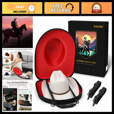 Travel Cowboy Hat Box - Crush Proof Case for Storage  Carry with Adjustable Str