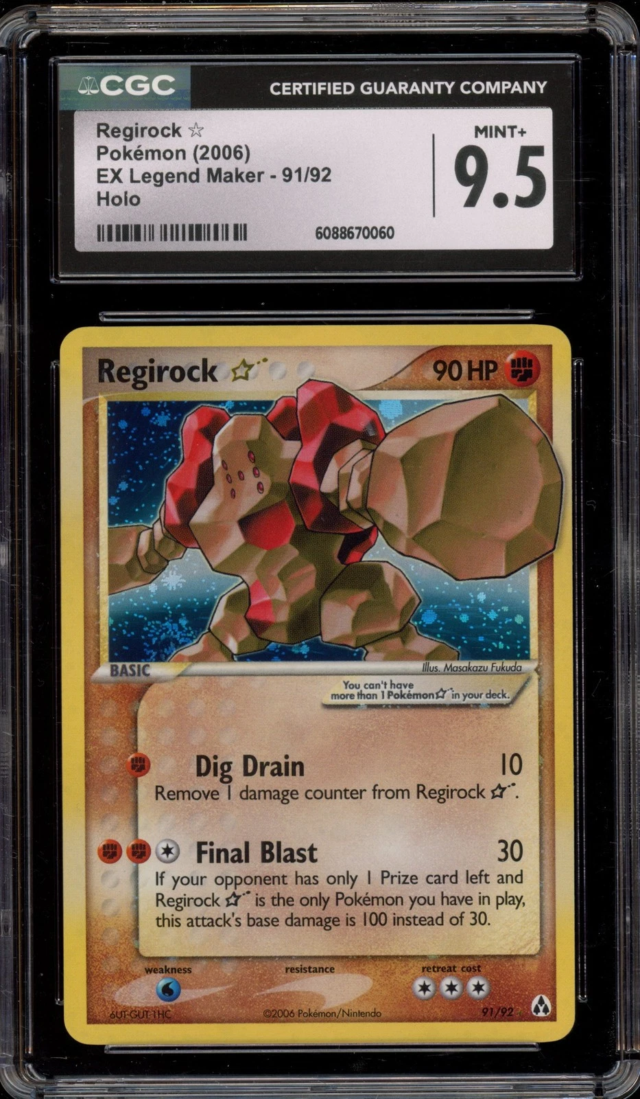 Pokemon Regirock Gold Star EX Legend Maker Holo Ultra Rare #91 CGC 9.5