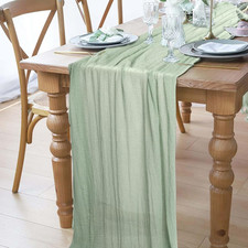 Musselin , 80x300 cm Hellgr&uuml;n K&auml;setuch  Modern, Boho Gr&uuml;n Table Runner Rustikale