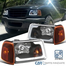 Fits 2001-2011 Ford Ranger Black Headlightsamber Corner Lamps W Led Tube Fits 2001-2011 Ford Ranger Black Headlightsamber Corner Lamps W Led Tube
