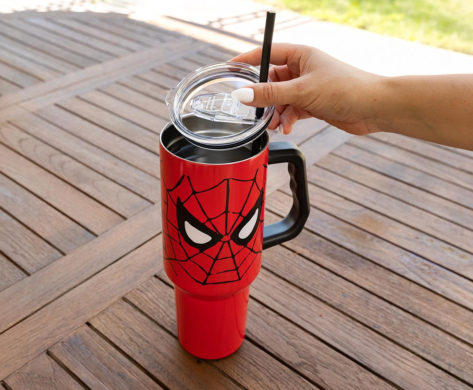 Marvel Spider-Man Face 40-Ounce Stainless Steel Tumbler With Handle
