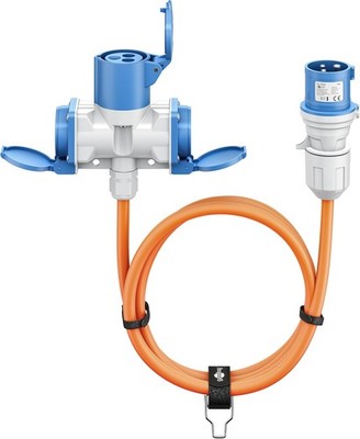 goobay CEE-Adapterkabel für Wohnwagen, 1,5 m, CEE-Stecker auf 1 x CEE-Buchse 