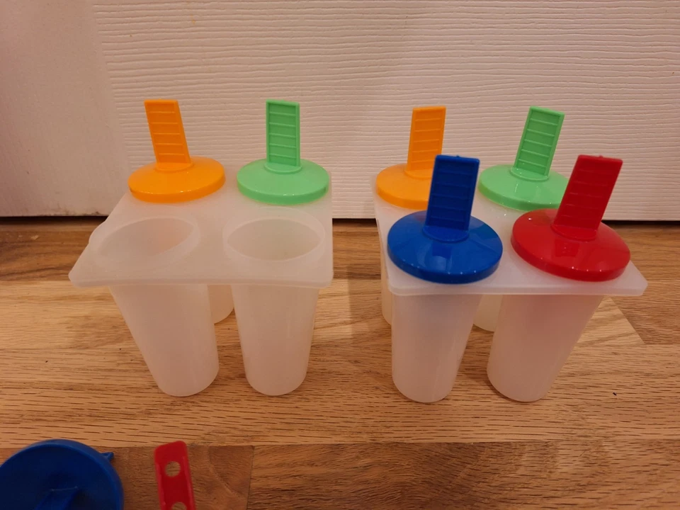 De colección 2 bandejas de plástico para moldes de paletas (4 agujeros) Juice Pops congelador reutilizable 10 piezas Foto 3 de 3