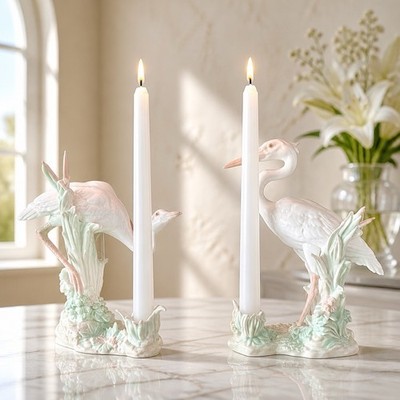 Pair of Lladro Heron's Realm Candleholder Figurines Excellent Condition