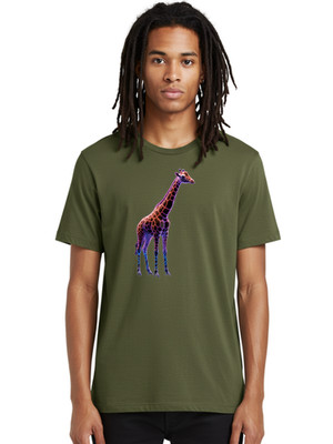 Vibrant-Giraffe Mens Graphic Tee, 100% Cotton, Casual Summer Wear