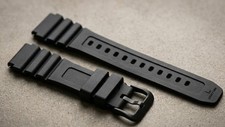 18mm Rubber Watch Band Strap Matte Black Waterproof For Casio F91W F84W F105 W59