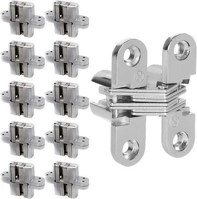 10 Pack Concealed Cross Hinge Invisible Swing Leaf Hight Hidden Door Hinges NEW - Image 1 of 3