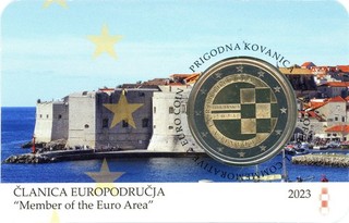 Kroatien 2 Euro Münze 2023 Währung Kroatiens am 1. Januar 2023 Coincard