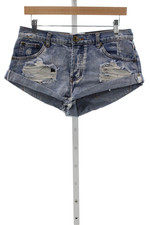 One Teaspoon Women Cut-Off Denim Shorts Blue Button Size 26