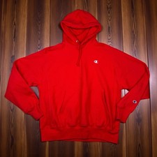 VTG Champion Reverse Weave Hoodie Mens Large Red Long Sleeves Hooded Sweatshirt